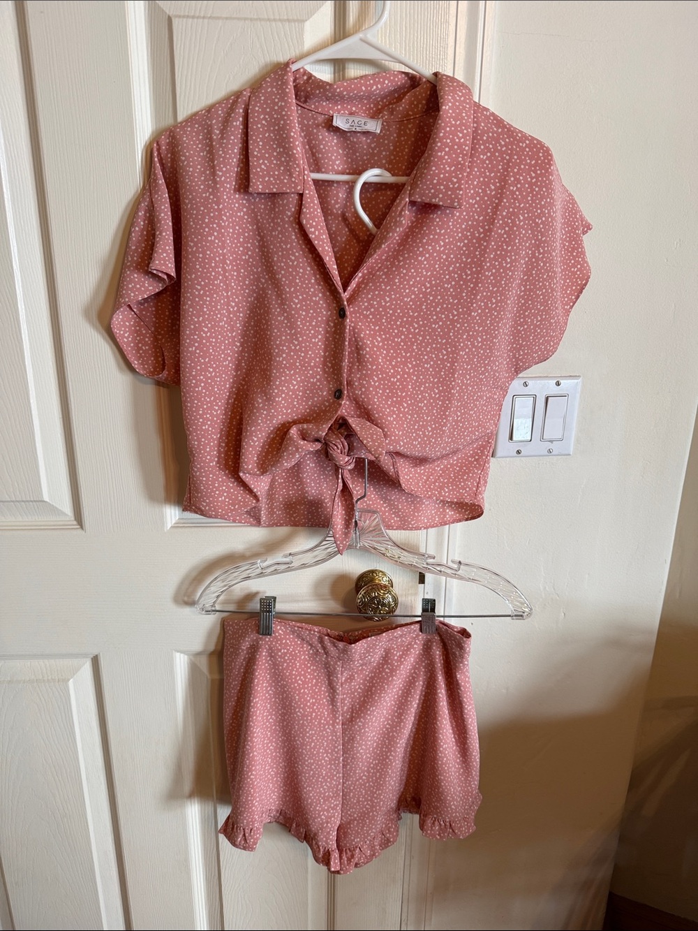 Sage Pink Polka Dot Two-Piece Set